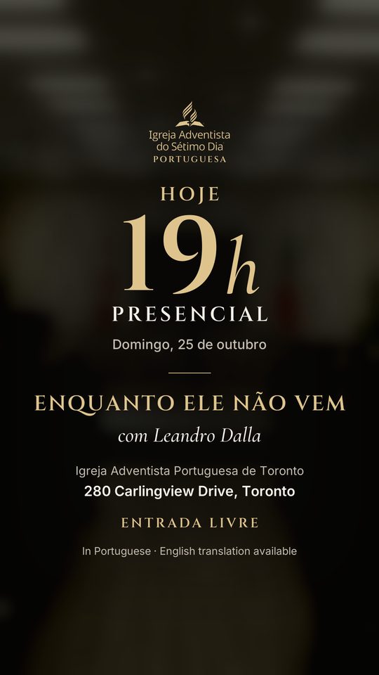 Cartaz de 25 out: Hoje 19h Presencial